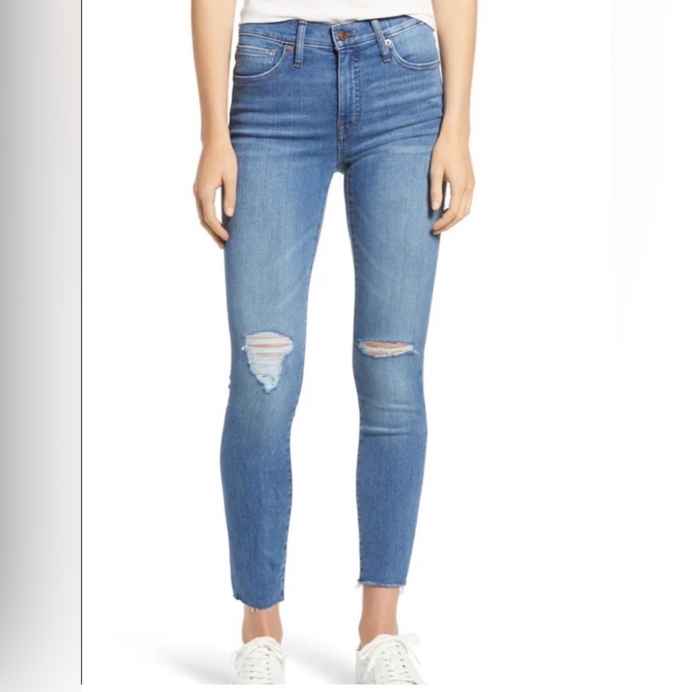 Madewell Jeans 9” High Rise Skinny 28 Ripped Frayed Distressed Stretch
